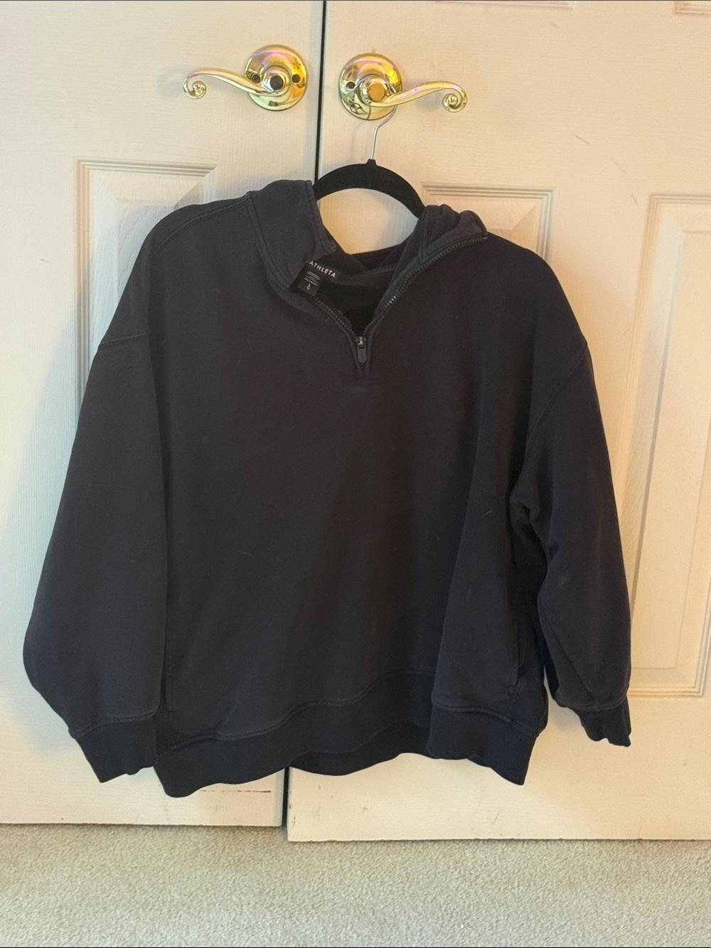 Black Quarter-Zip Hoodie Sweater